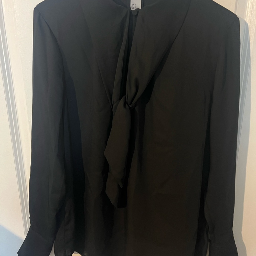 H&M Black Blouse with Bow Detail